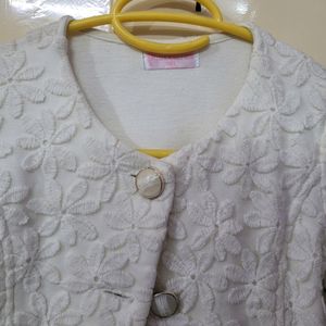 White Embroidery and Lace Jacket