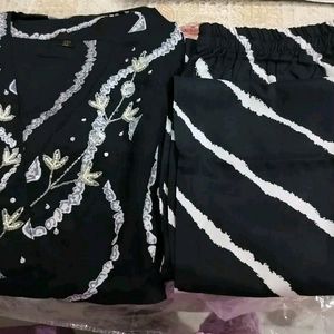 Black Designer Kurta Pant Set