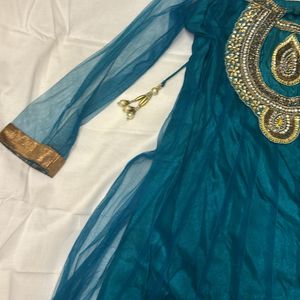 Aqua Blue Suit Set with Dupatta