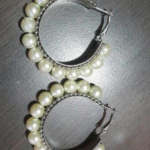 White Pearl Hoop Earring