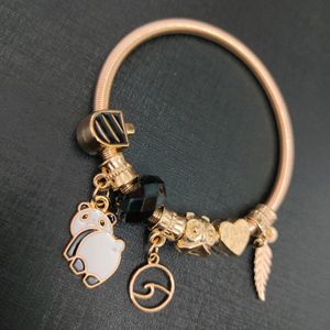 Cute Panda Gold Plated Pandora Charm Bracelet