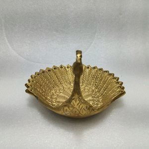 Peacock Metal Server With Gold Finish