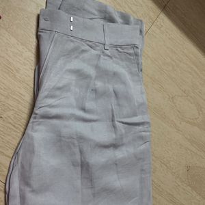 Powder Blue Linen Formal Pants From H&M