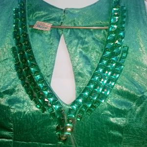 Sea Green Glass Work Party Gown