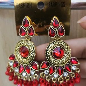 An Alluring Pair Of Red Ethnic Earrings!