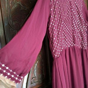 Anarkali Gown In Marron