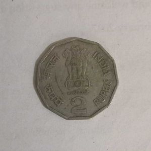 Old 2 Ruppe Coin With Indian Map Printed On It..