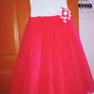 White And Pink Color Gown