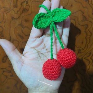 Crochet Cherry Keychain/ Bag Charm