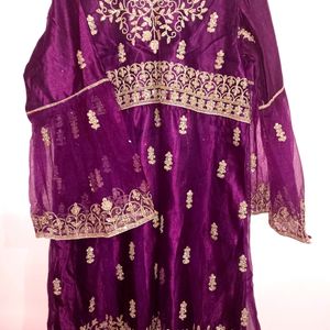 Wine Purple Sharara Lehenga Choli With Dupatta