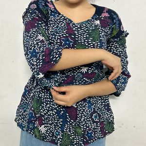 Empire Shape Floral Print Top