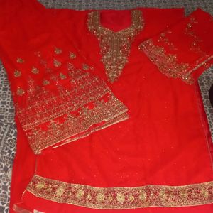 Heavy Embroidery Bridal Plazzo Suit (Semi Stitch)