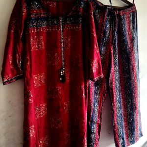 Beautiful Printed Maroon Kurta Set Size Issue