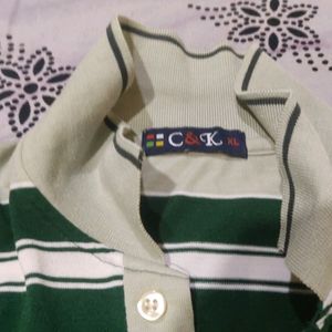 Collar T Shirt With Multi Colour  Stripes