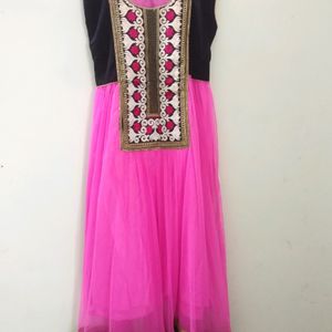 Magenta Colour Anarkali Pattern Kurti/Ethnic Gown