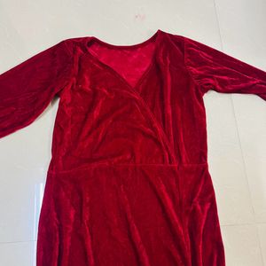 Women Long Maroon Split Bodycon Dress