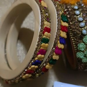 Multicolour Kangan And Earrings