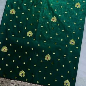 Banarasi Satin Silk Saree With Embroidery Work