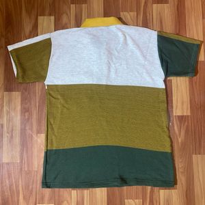 Olive Green Colour Block T-shirt