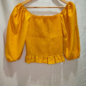 Yellow Mustard Crop Top (Stretchable)