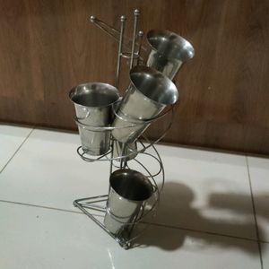 steel spiral glass holder stand