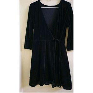 Black Layered Wrap Dress.