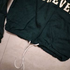 H&M Deep Green Cropped Hoodie