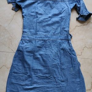 Denim Embroidered Dress For Women