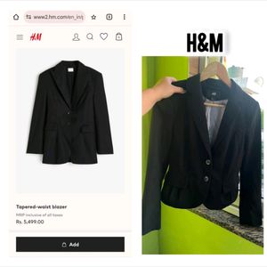 H&M black tapered waist blazer