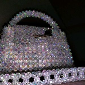 White Beaded Sling Bag