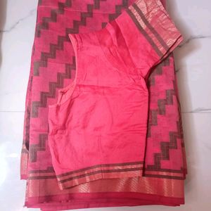 Peach Colour Partywear Saree With Stiched blouse