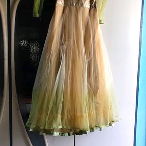 green creme gown