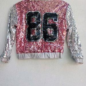 Youth Girls Sequins  Zipper Bomber Jacket/ Costum