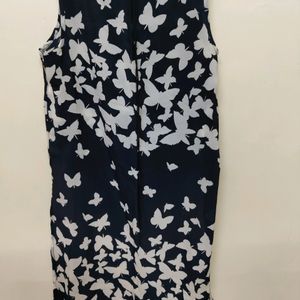 Blue Dress With Butterfly Print