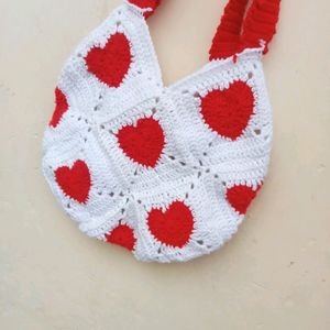 Crochet Heart Tote Bag