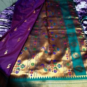 Pure Pathani Silk Saree With Blouse Pis