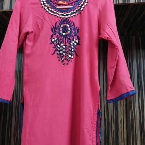 Mirror Work Kurti Wid Plazo Dupatta