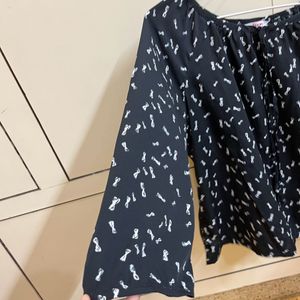 Black Bow Printed Shirt