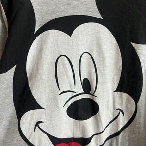 Long Sleeves, Grey oversized top w MickeyFace