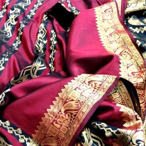 Maroon Puresilk Kanjivaram Saree