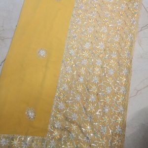 Beautiful Yellow Saari For Haldi