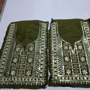 Neck Embroidery Patches Combo Of 2 Mehendi Green