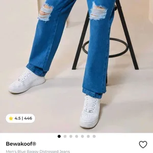 Bewakoof Men's Blue Designed Baggy Jean's