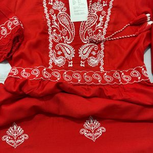 Branded Red Embroidered Dress