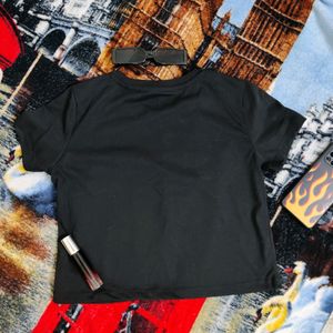 Tokyo Talkies Black Crop Tee