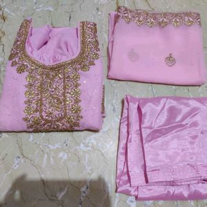 Pink Ethnic Georgette 3 Piece Suit