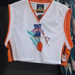 White And Orange Jersey Tank Top