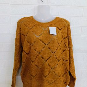 Mustard Crochet Sweater