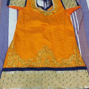 Orange and Blue Punjabi Suit