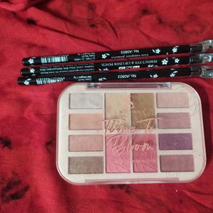 Eyeshadow Pattle And 3 Lip liner & Kajal